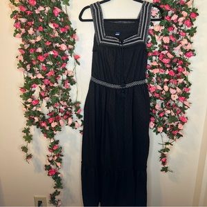 Old Navy Sleeveless Blackjack Black White Tiered Maxi Dress Womens Small…